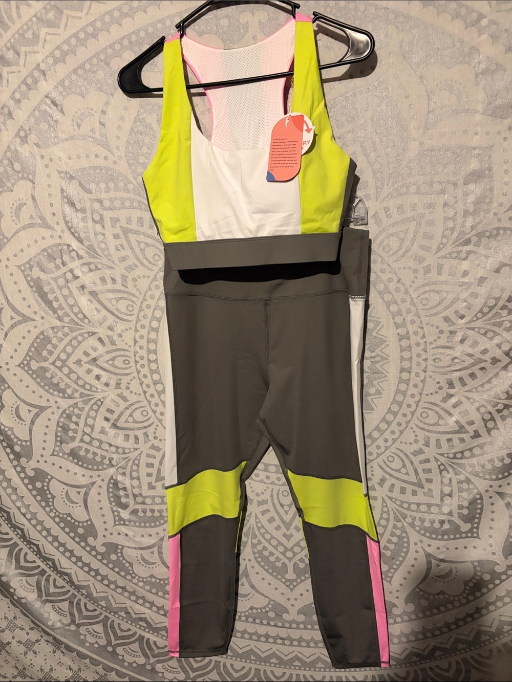 NWT As Rose Rich 2-Piece Activewear Set - Charcoal, Lime Green & Pink size L